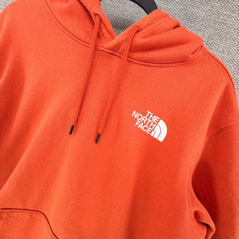 The North Face Mens Box Logo Hoodie Orange Never Stop Exploring Large Pullover